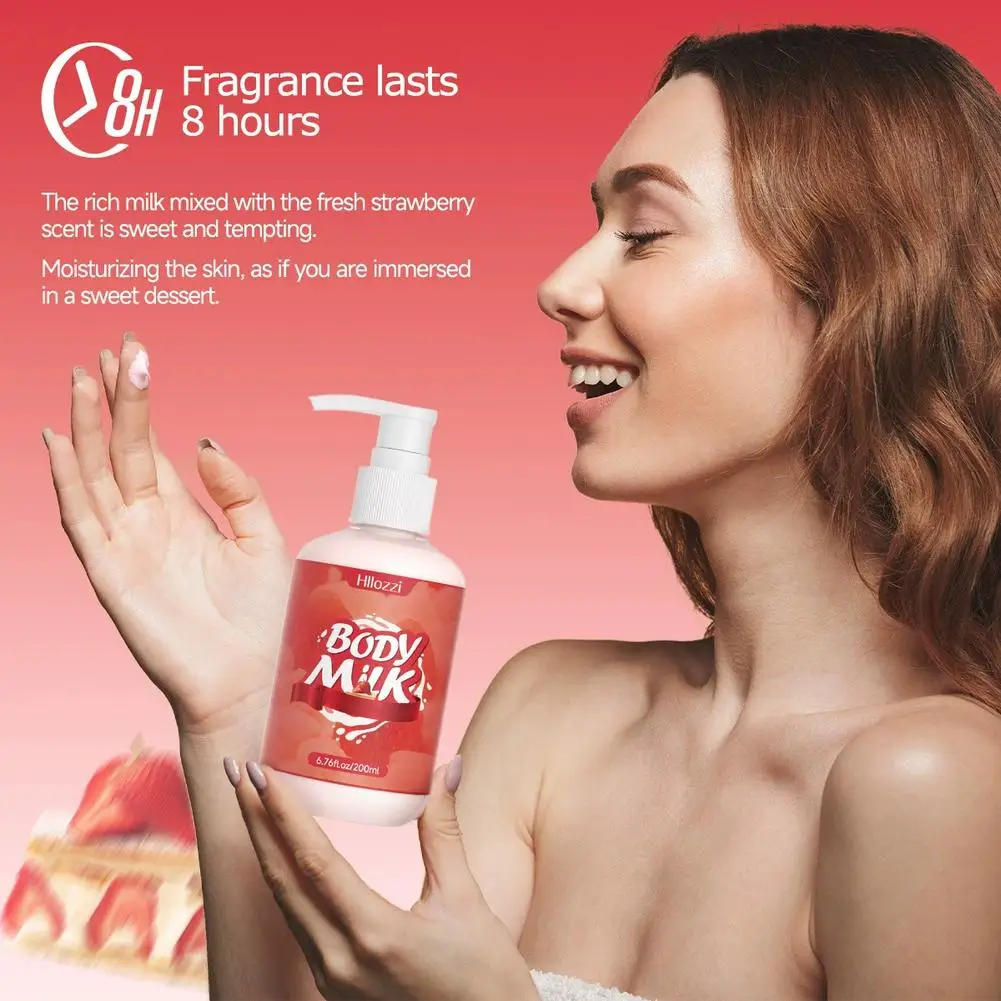 200ML Strawberry Cake Body Lotion, Vanilla, Sakura, Rose, VC Citrus, Collagen, Hydrating and Moisturizing Skin Care 6.76fl.oz