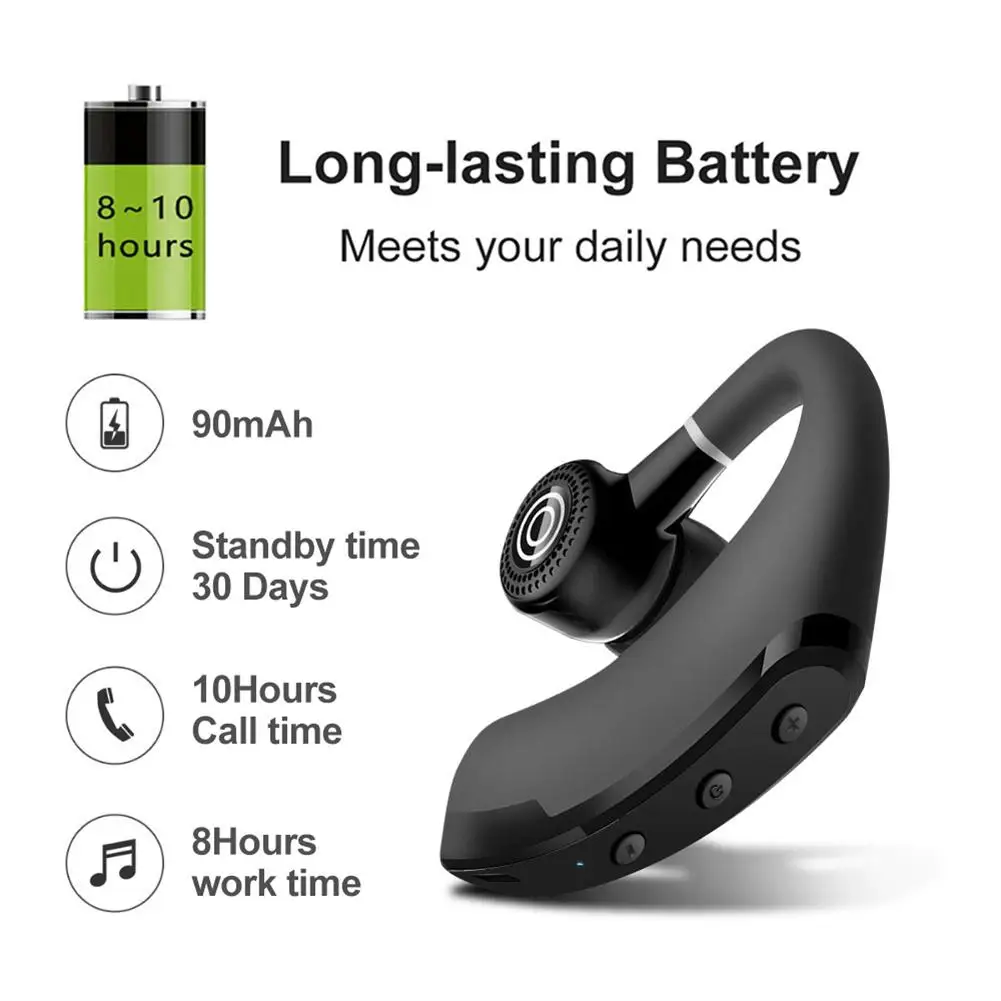 V9 Bluetooth-compatible Headset Wireless Hands-free Noise Control Stereo Music Earphone With Microphone