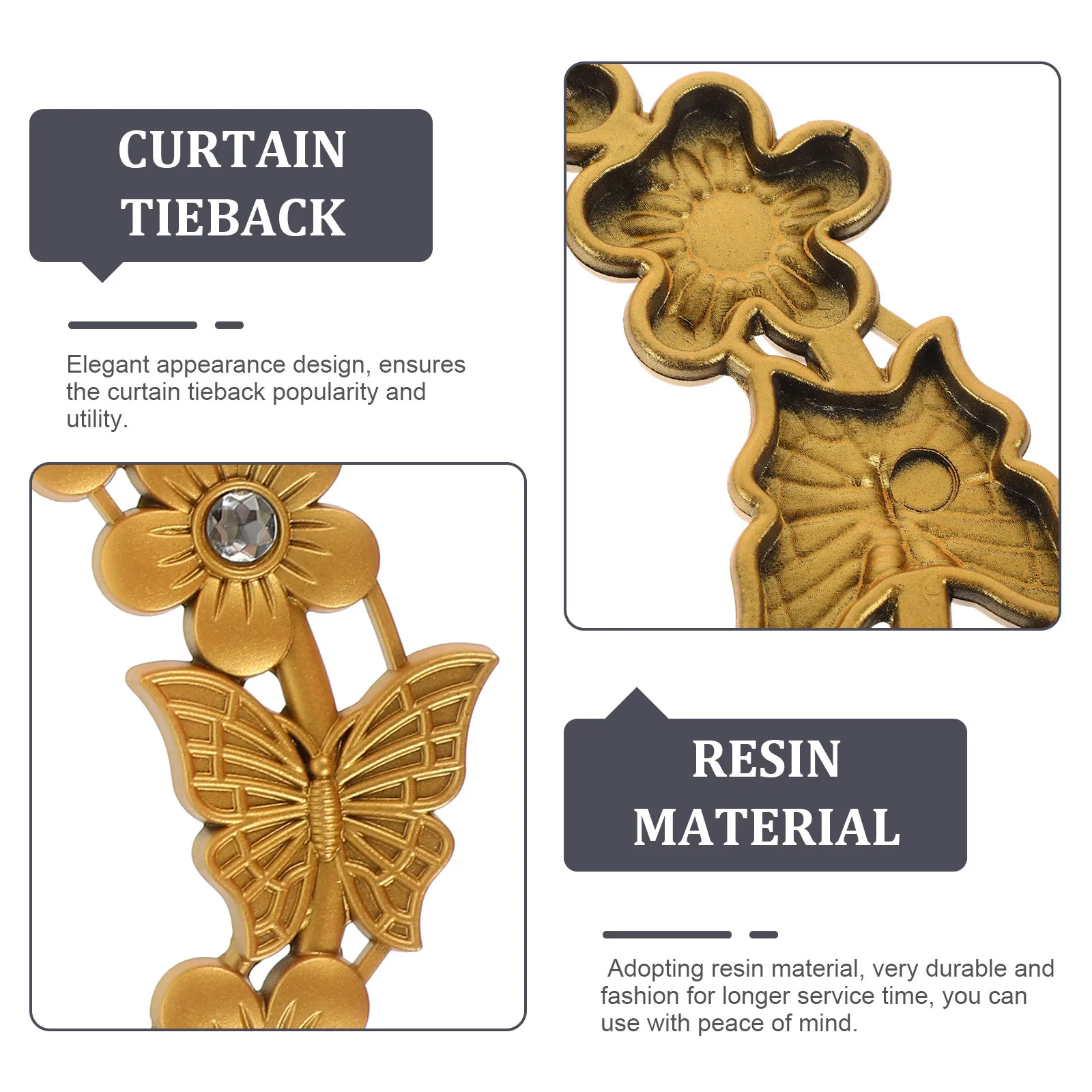 

1Set Resin Curtain Tiebacks Vintage Elegant Drapery Holder Home Window Buckles Decorative Curtain Holdbacks for Living Room