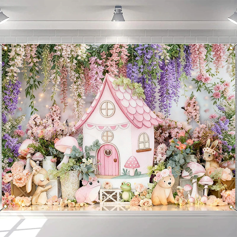 

LS Backdrop Photography Spring Floral Jungle Wildlife Decor Birthday Party Cake Smash Kids Portrait Photography Background Studi