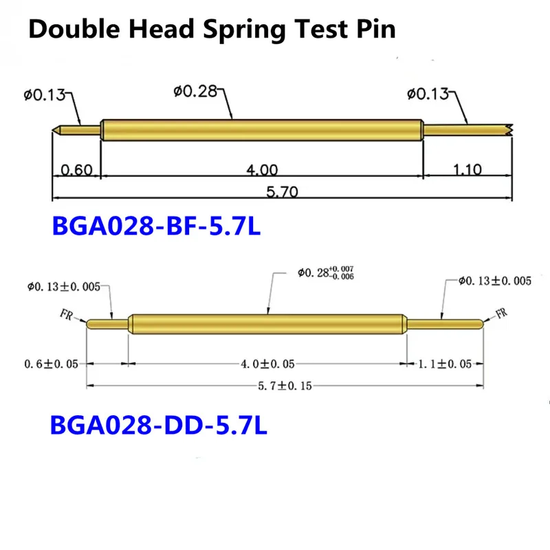 

100PCS BGA Double-Head Pin 028-DB BB DD BF 5.7mm Semiconductor Dual-Head High Frequency Test Pin IC Test Two-Ended Telescopic