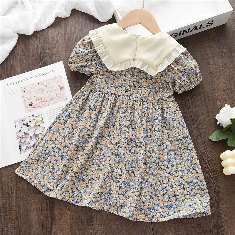 Baby Girl Summer Short Sleeve Fashion Cute Floral Kids Princess Dresses