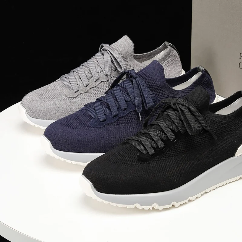 

2026 Spring/Summer New Low key Luxury Cashmere Upper High Silhouette Elk Knitted Casual Sports Shoes
