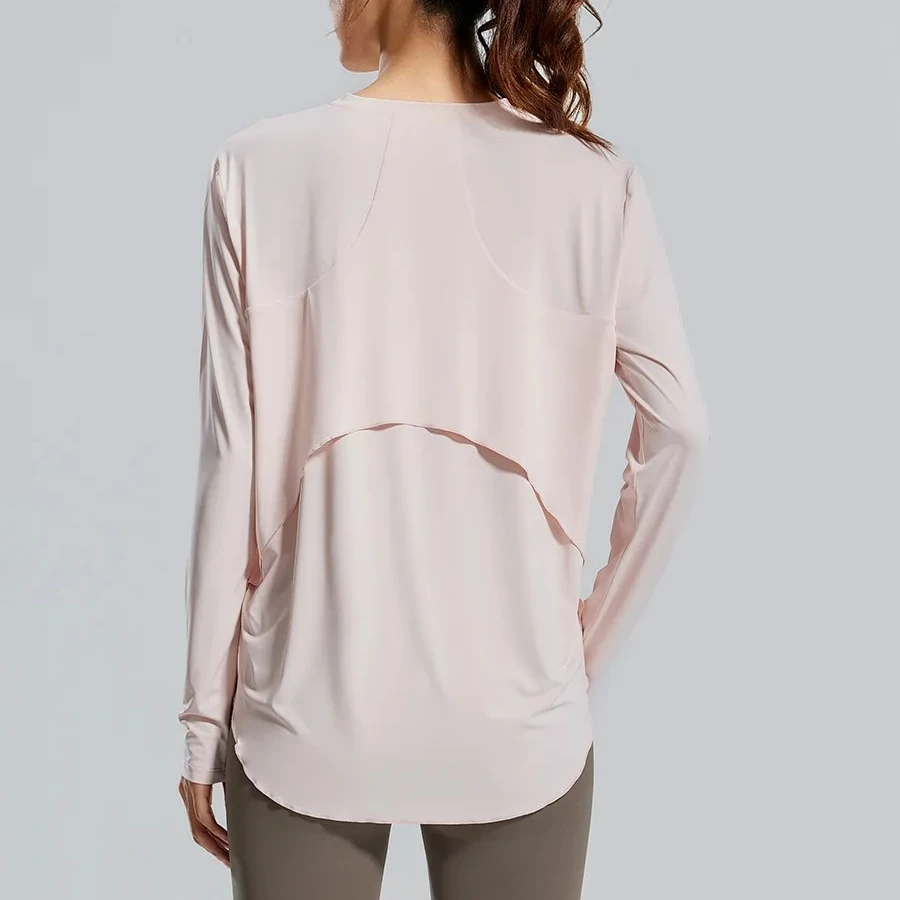 

Mileegirl Full Sleeves Women Yoga Shirts Solid Sports T Shirts Loose Fit Gym Fitness Shirts Quick Drying Workout Running Tops