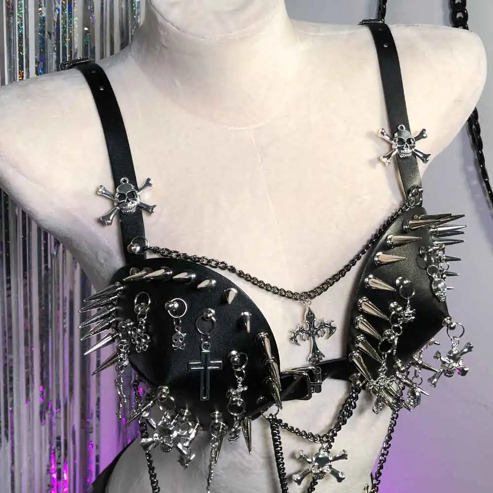 

Hand Made Punk Rock Emo 90s Kawaii E-Girls Cross Grunge Goth Eco Skull DIY Gothic Tanks Harajuku Y2K Halter Camisole TOPS