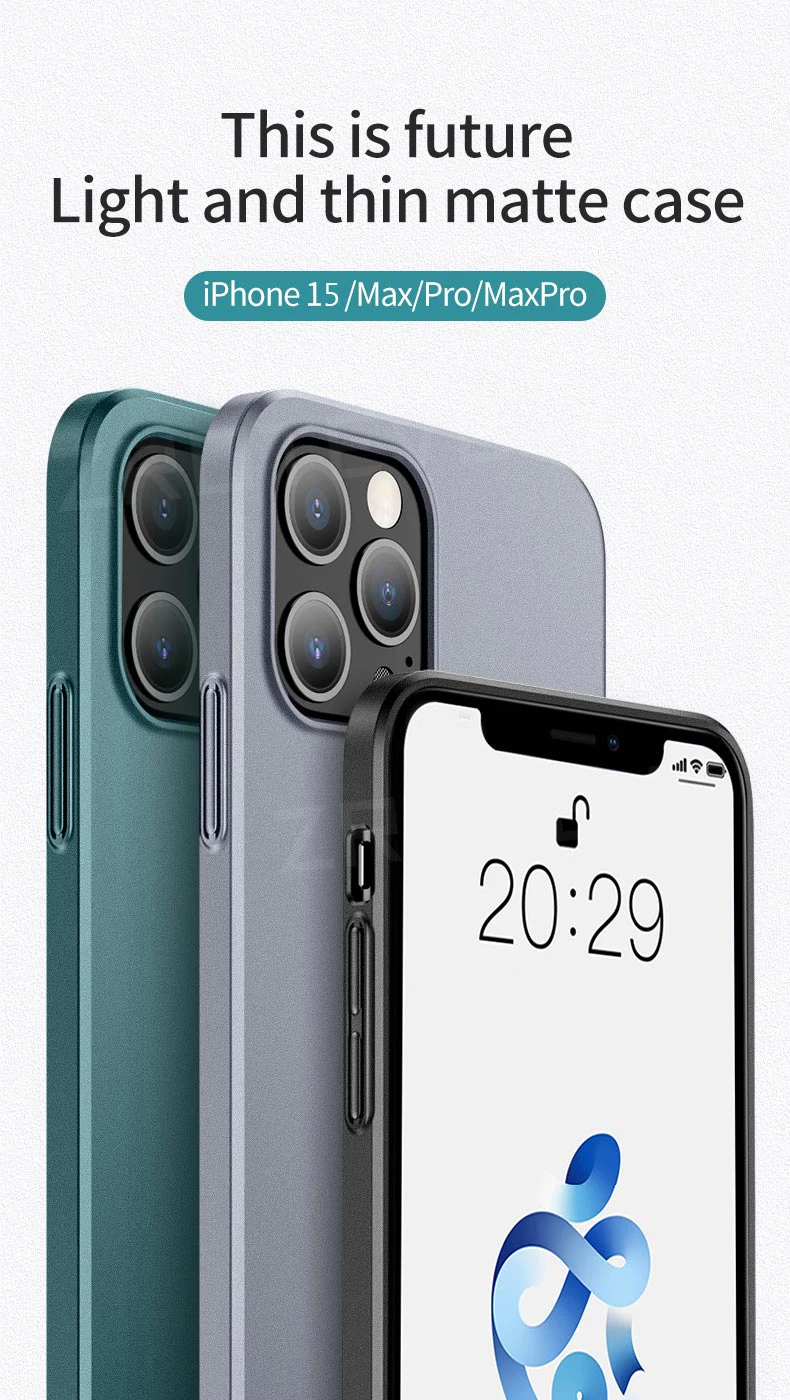 Für iPhone Air 17 18 Pro Max 16 16e 17e 15 14 13 Mini Hülle ZROTEVE Leichte Dünne Matte Harte PC-Abdeckung für iPhone16 Plus Handyhüllen – Detail 7
