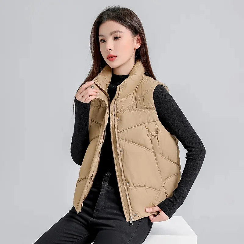 

Модный пуховый хлопковый жилет, пальто, женские парки2025, осенне-зимняя новая куртка без рукавов, корейский жилет, пальто, женское свободное пальто