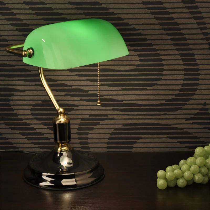 Green Glass Bankers Shade Replacement Antique Traditional Lampshade for Living Room Replacement Cover