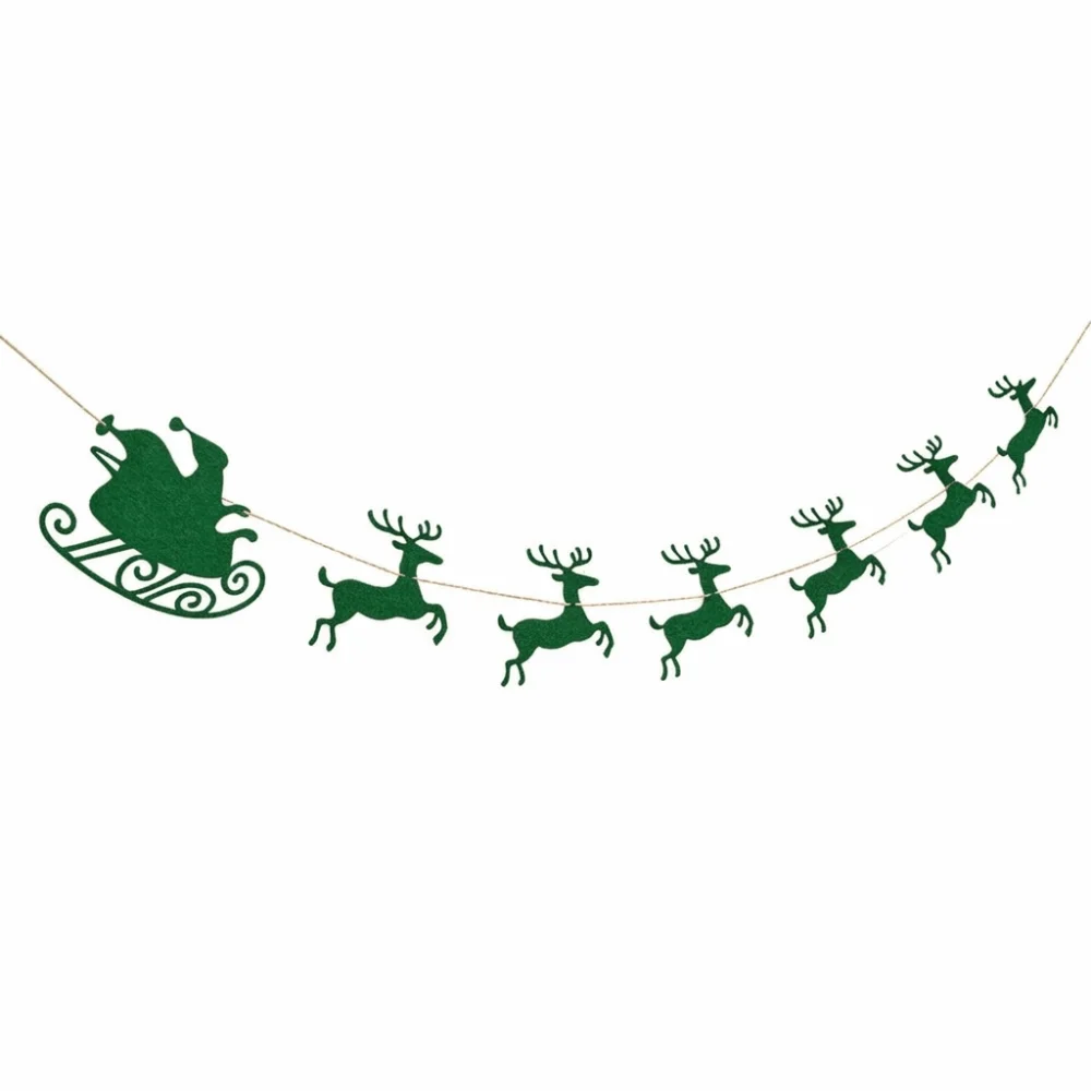 Gift Felt Christmas Banner Santa Sleigh Vintage Bunting Pull Flag Classic Lightweight Hanging Decor Winter Festivities