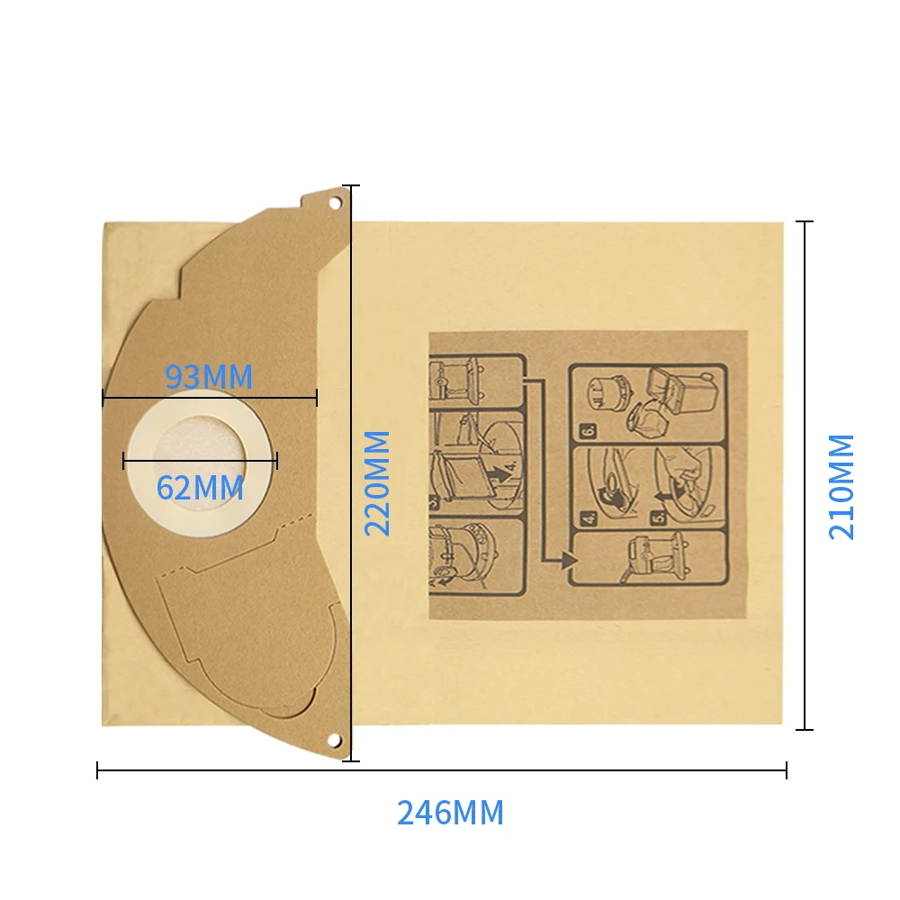 Image of Papiertüten-Staubfilter HEPA für Kärcher Staubsauger WD2250 WD3.200 MV2 MV3 WD3 A1000 A2204 A2251 K2301 WD3.600 A2064 A2101