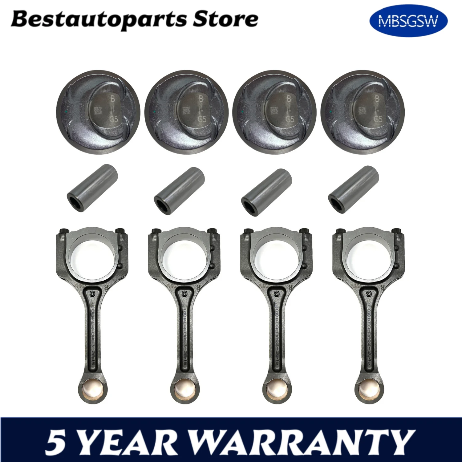 4x Connecting Rod & Piston Kit for 11-13 Hyundai Sonata Kia Sorento Optima 2.4L
