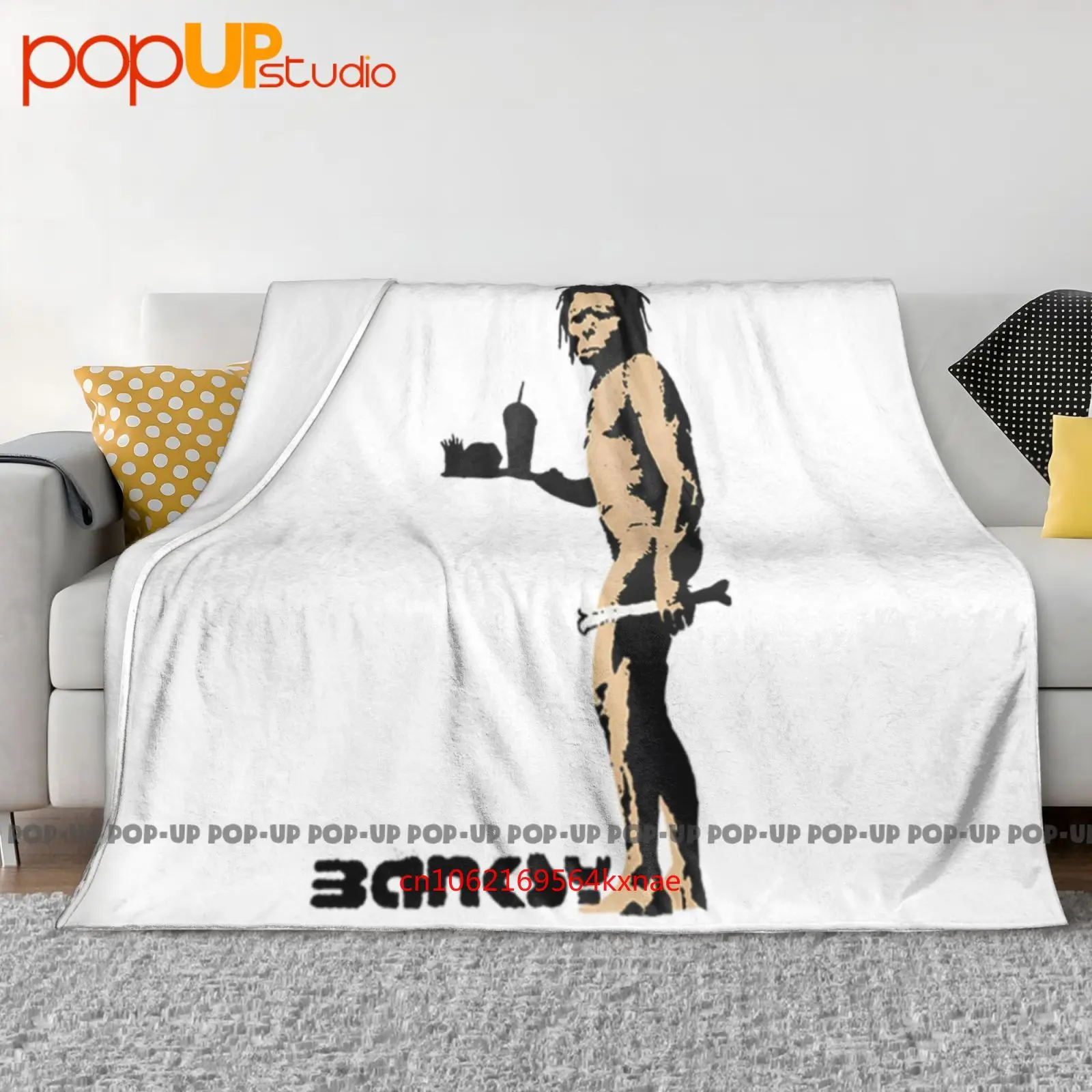 Banksy Fast Food Caveman Ultra-Soft Blanket Quilt Winter Sofa Cover Bed Covers