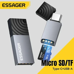 Essager 2 in 1 Card Reader Type C & USB2.0 to Micro SD/TF Memory Card Device High Speed Cardreader for Phone Laptop Accessories