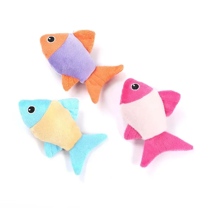 Pet Toys Cute Fish Shape Bite-Resistant Plush Cat Chewing Toys Pet Teether Cat Crinkle Toy Pet Supplies Cat Favors Colored Fish