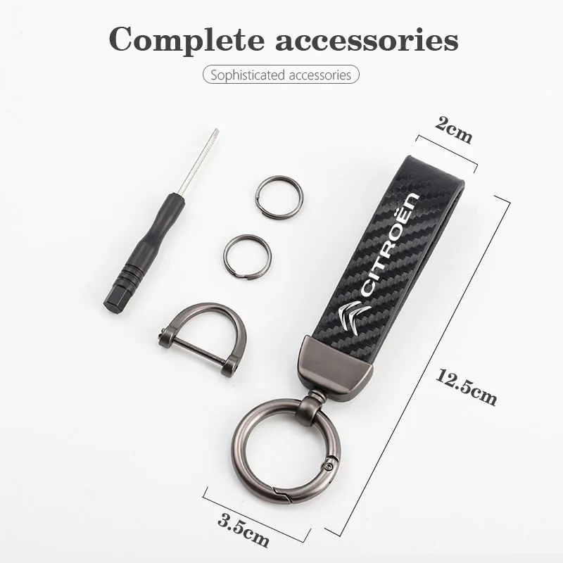 Car Emblem Carbon Fiber Keychain Key Ring For Citroen C1 C2 C3 Vts C4 Saxo C4L C5 C6 C8 Xsara Picasso Berlingo Cactus Aircross