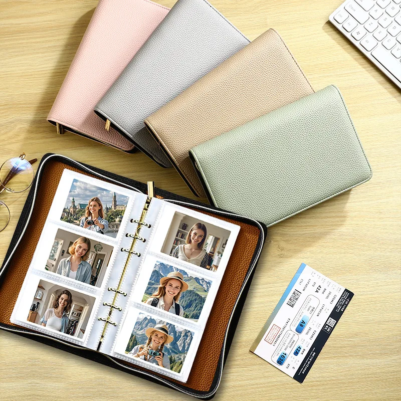 PU Leather Zipper Bag Style 3-inch Loose Leaf Album Insert Style 240 Sheets Children's Growth Photos Storage Photo Album
