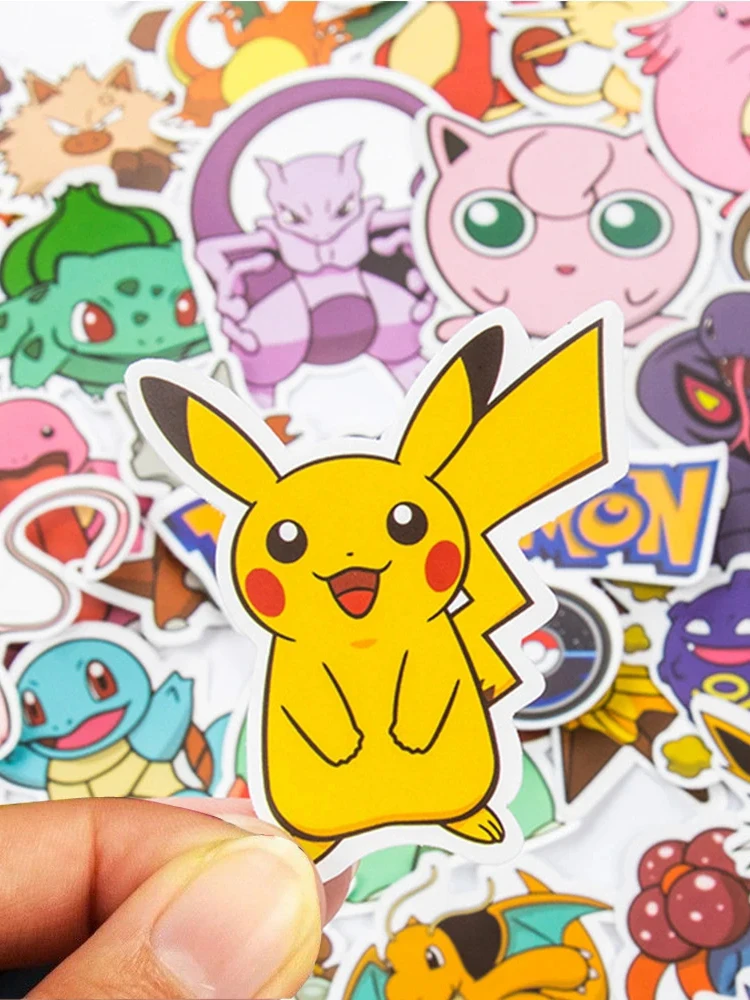 50/100 szt. Kawaii Pikachu Anime Pokemon Naklejki na Laptopa Walizkę Deskorolkę Gitarę Telefon Wodoodporne Naklejki Zabawki dla Dzieci — 2
