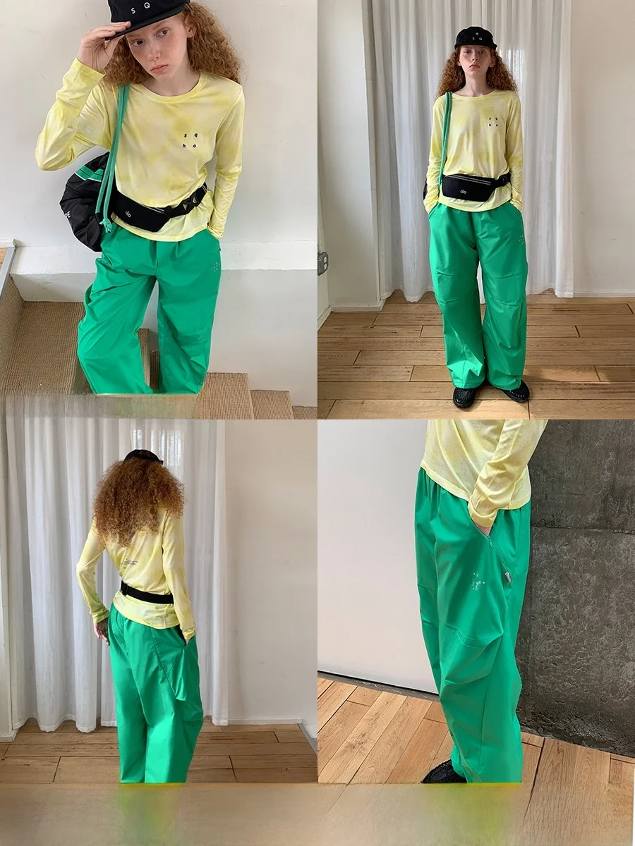 

Outdoor Casual Hiking Waterproof Loose Soldier Pants Long Trousers Square Holes Leisure Style Polyester Fiber Ladies Jeans