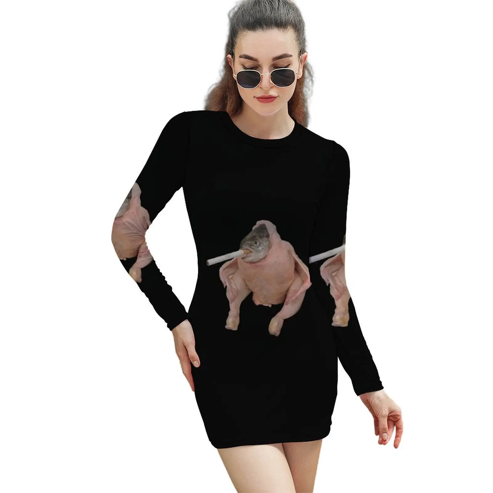 

A smoking fish inside a chicken Long-Sleeved Sheath Dress beach dress Women's summer dresses