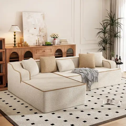 104" Cloud Sectional Sofa, Modern L-Shaped Couch with Deep Seat, Compressed Couches for Apartment Living Room, No, Customized