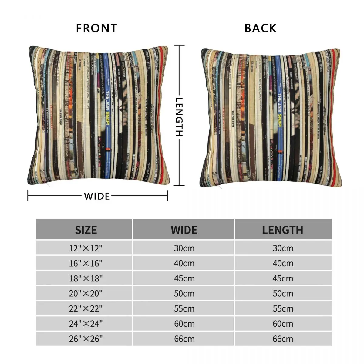 Classic Rock Vinyl Records Square Pillowcase Pillow Cover Polyester Cushion Zip Decorative Comfort Throw Pillow for Home Car