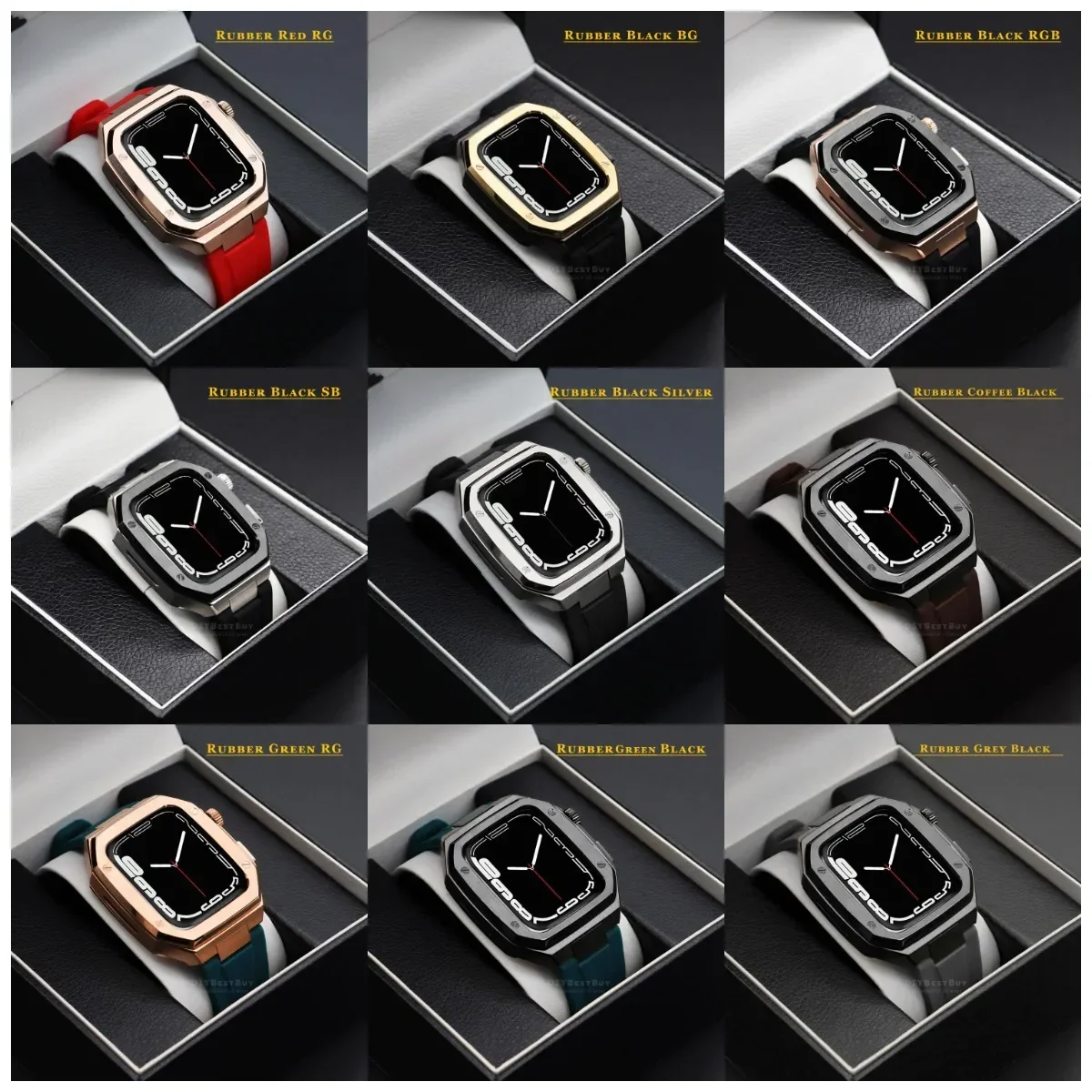 Modification Luxury Stainless Steel Case for Apple Watch 8 7 6 5 Band Metal Strap for IWatch 42mm 44mm 45mm Rubber Watchband