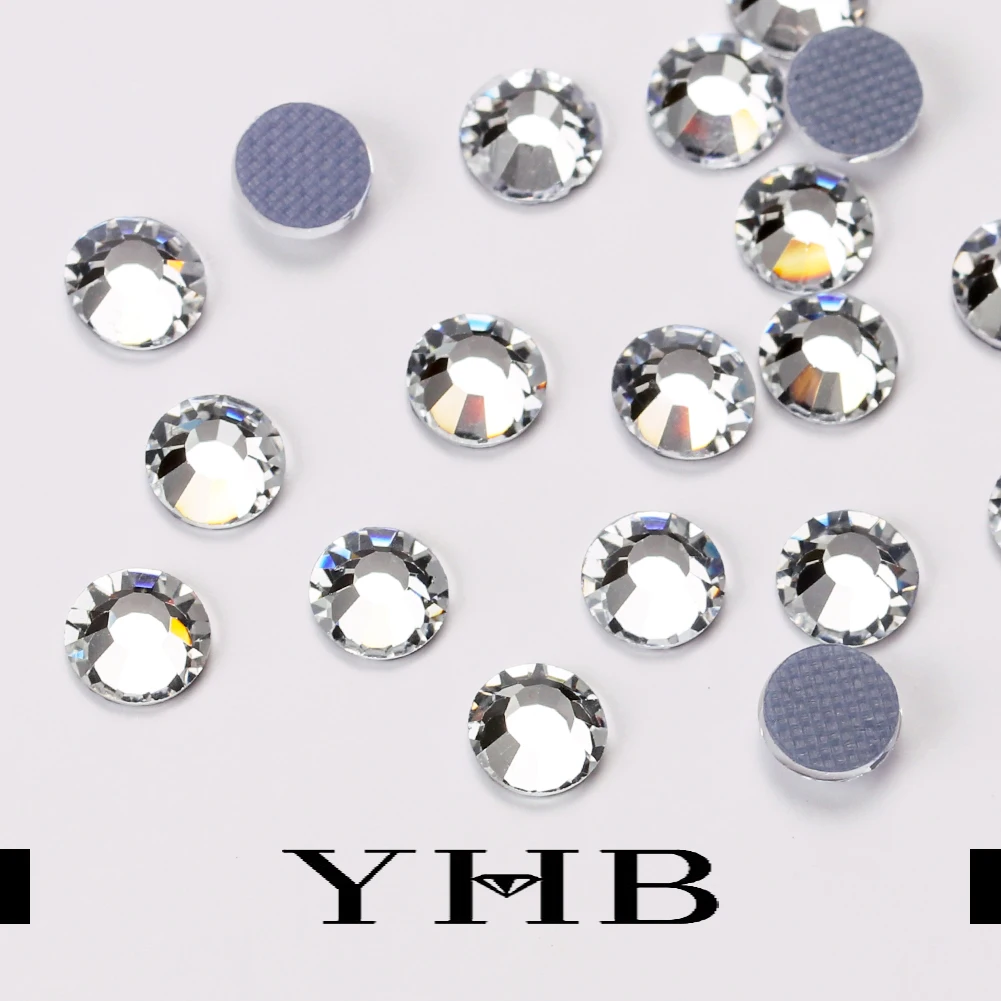 YHB High Quality White Silk Mocca Flatback Hotfix Rhinestones For Shoes Bags Fabric Garment Decoration DiY Jewelry Accessories