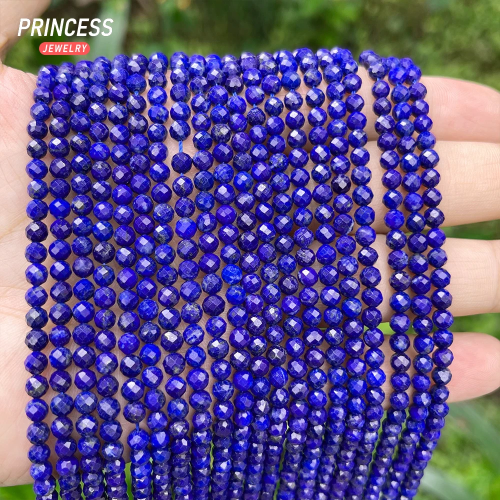 A+++ Natural Lapis Lazuli Less Impurities 4mm Faceted Beads for Jewelry Making Bracelet Necklace Needlework DIY Seed Beads