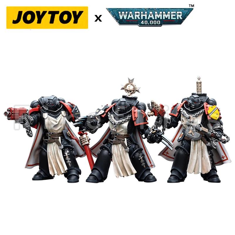 1/18 JOYTOY Action Figure (3PCS/SET) 40K Black Templar Brethren Trio Anime Collection Model Toy