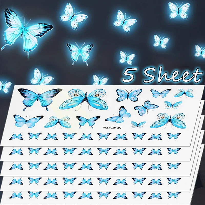 Creative Luminous Blue Butterfly Wall Stickers DIY Glow in The Dark Butterflies Wall Decals Sticker for Bedroom Home Decoration