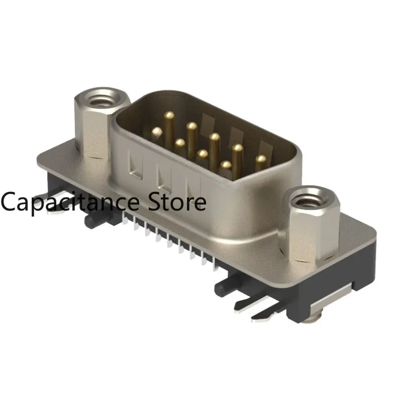 

10PCS DR male and female head black ultra-thin sinking plate DB9 pin 9-hole welded 90 degree single row curved SMT