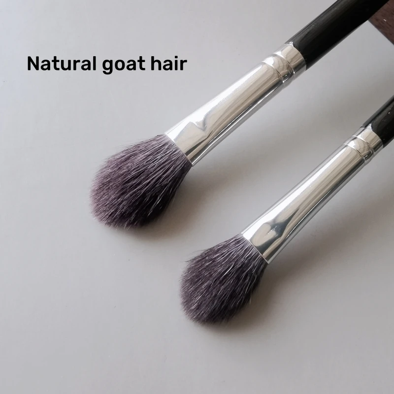 Pinceau de maquillage en poils de chèvre naturels, brosse à surligneur plat, fard à joues, outils cosmétiques de beauté