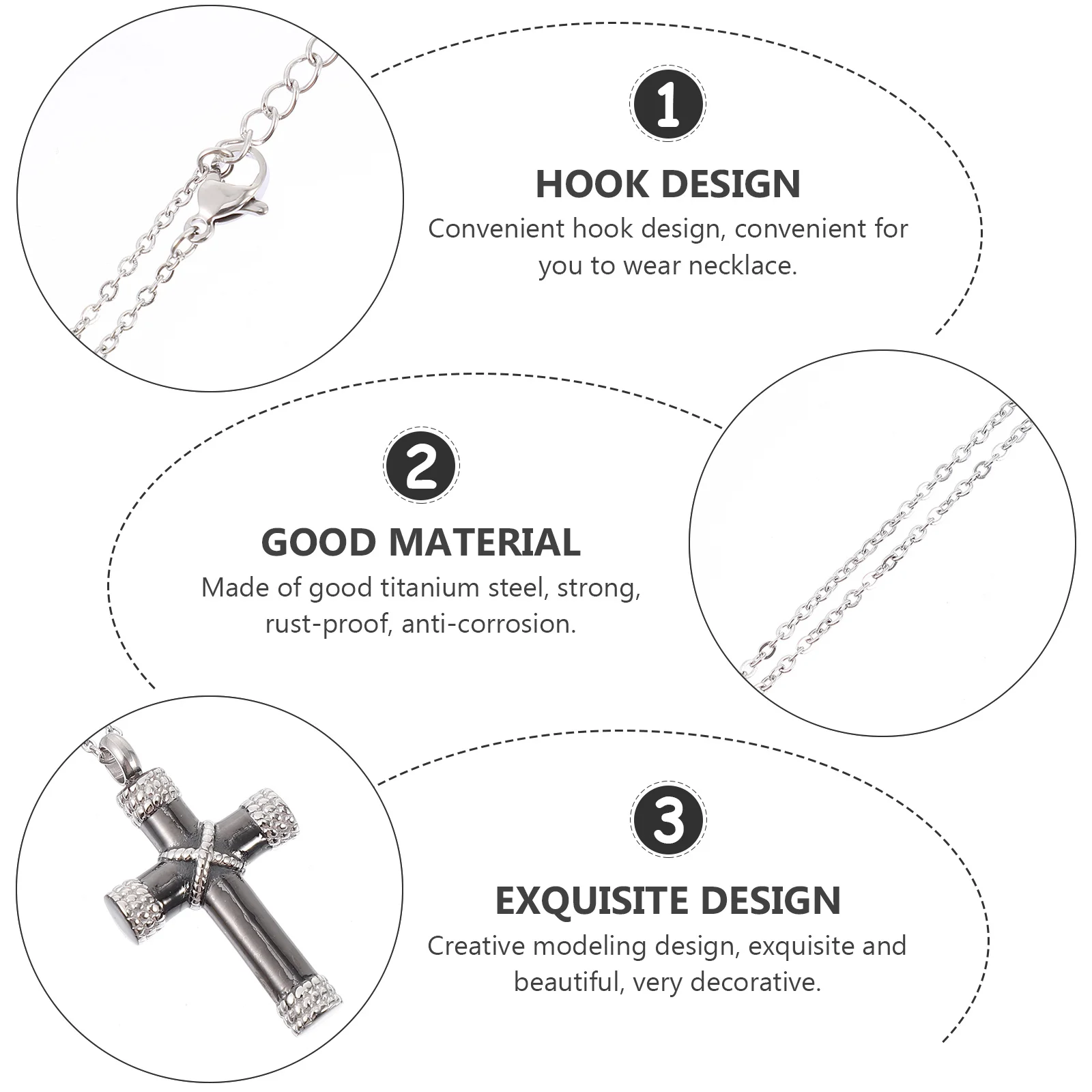 

Cross Urn Necklace Titanium Steel Cremation Jewelry for Ashes Pet Ash Pendant Non-Deformable Lightweight Corrosion-Resistant