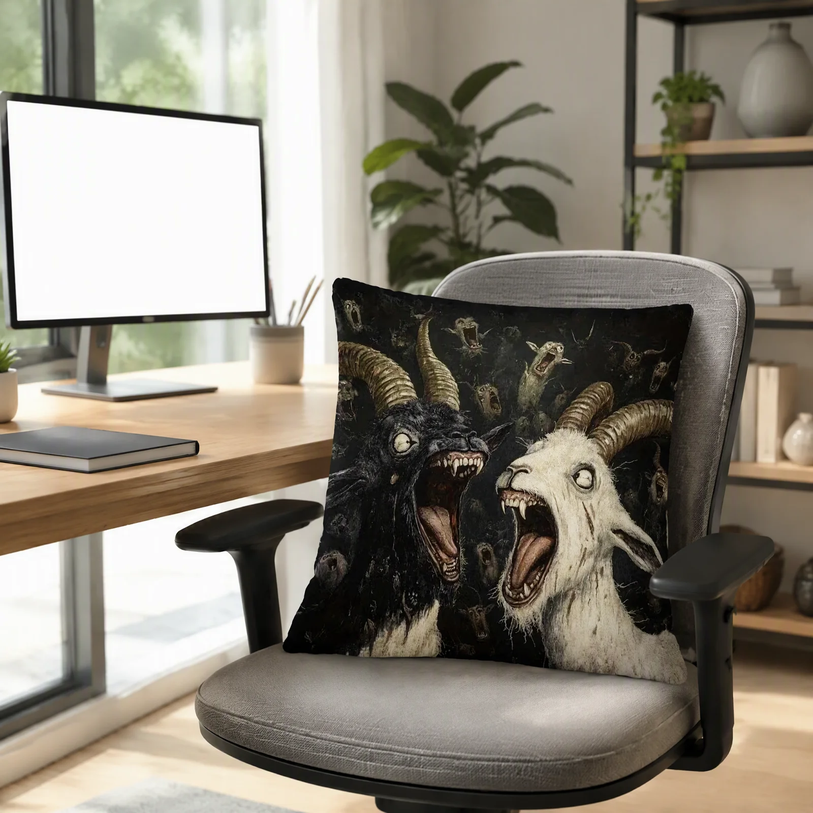 Screaming Goats Pillow Cover Washable Decorative Pillowcase Goat Print Cushion Sleeve for Living Room Playroom Sofa Chair Bed