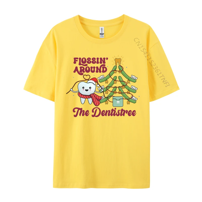 Retro Flossing Around The Dentistree Christmas Dentist T Shirt Vintaged Tops Retro Tops For Man Printed Tees