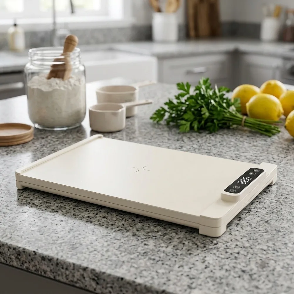 Food Warming Tray with Electric Heating 6 Temp Settings Timer Presets For Child Lock and Roll-Up Storage for Small Spaces