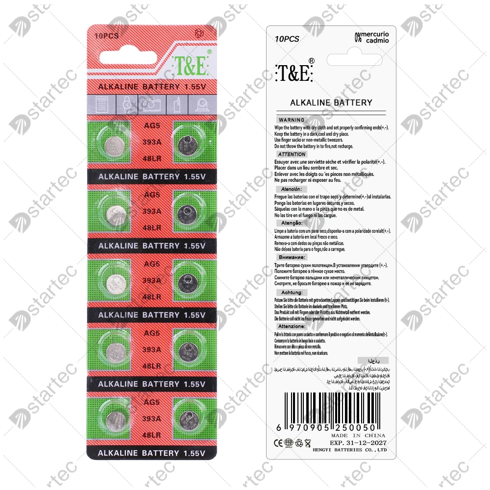 Кнопочные батарейки AG5 LR754, 10-50 шт., 1,55 в, SR754 193 393, круглая батарейка, Щелочная батарейка L754 SR754SW LR48 для часов, игрушек, часов