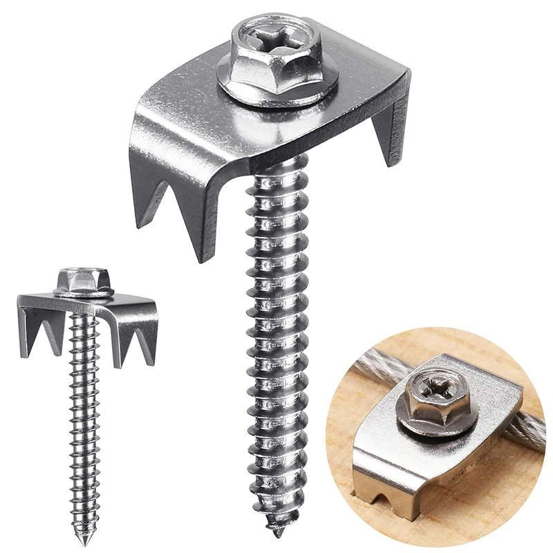 

50pcs Fence Staples,Fence Nails For Softwood, Reusable Wire Fence Staples Screws For Mesh & Woven Fencing, 50Fence Fasteners