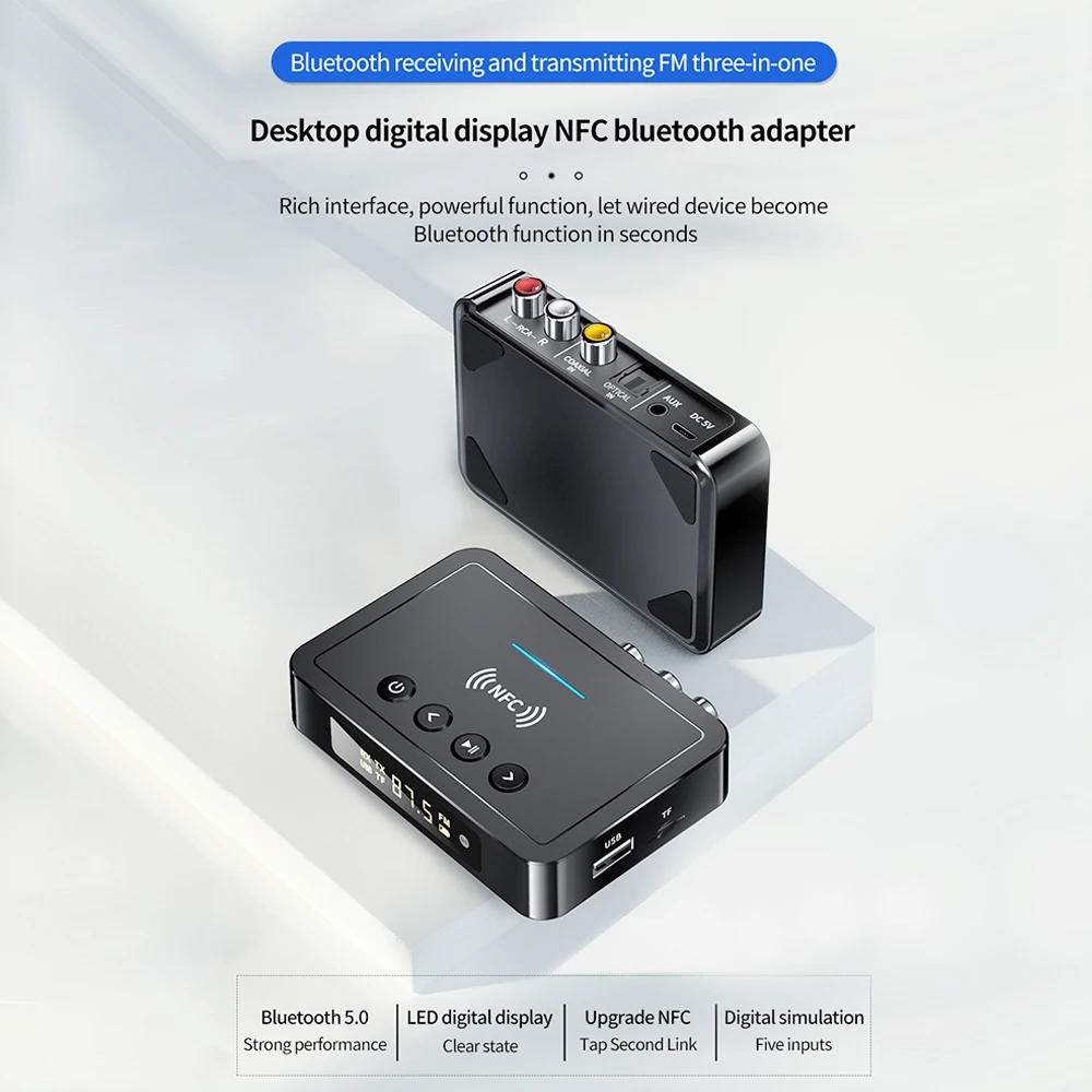 جهاز إرسال واستقبال بلوتوث M6 بلوتوث 5.4 3.5 مللي متر AUX/RCA/USB U القرص/TF المدخلات محول رقمي جهاز تحكم عن بعد عالمي #3