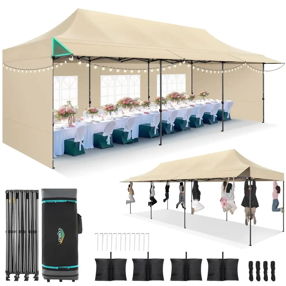 

10x30 Pop Canopy Tent with Awning amp Sidewalls, Heavy Duty Commercial 10X30 Canopy Tents Instant Waterproof, UPF 50 Sun Sha