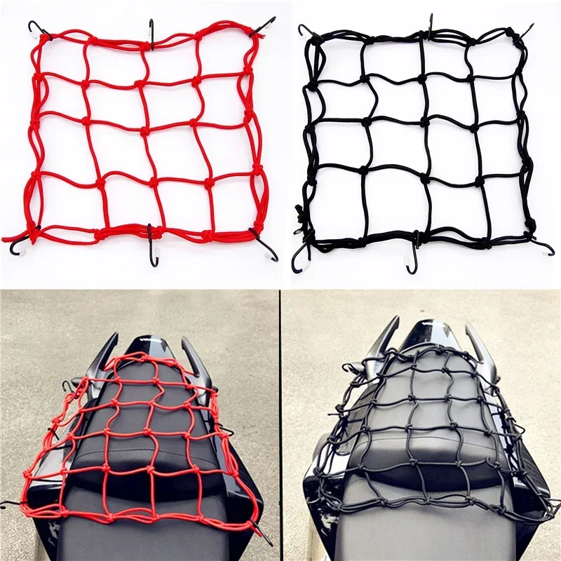30x30cm Motorcycle Cargo Net Motorbike Bicycle Elastic Net for Helmet Storage Bungee Fuel Tank Luggage Net with Hooks view 2