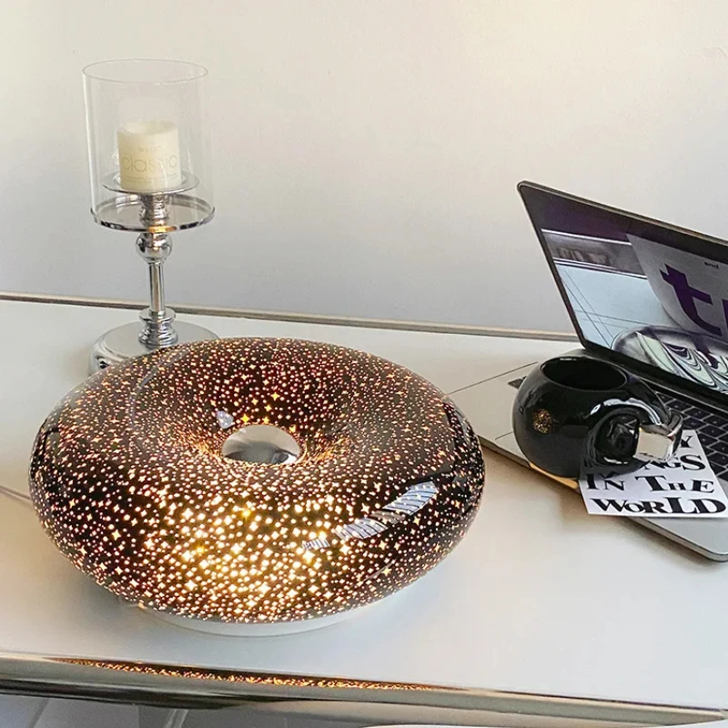 

2025 Bauhaus Wall Light Retro Donut Wall Lamp For Living Room Bedroom Bedside Lamp Atmosphere Light Glass Table Lamp Orange Wall