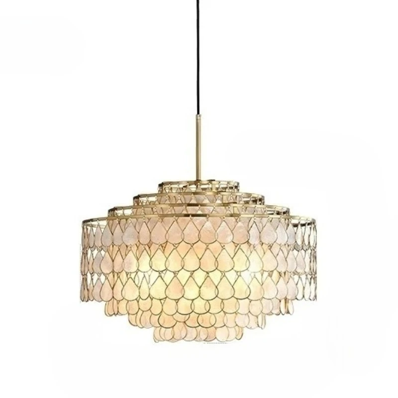 الفرنسية الفاخرة النحاس LED الثريا خمر الدمعة شكل قذيفة قلادة ضوء غرفة المعيشة دراسة مطعم غرفة نوم مصباح معلق #6