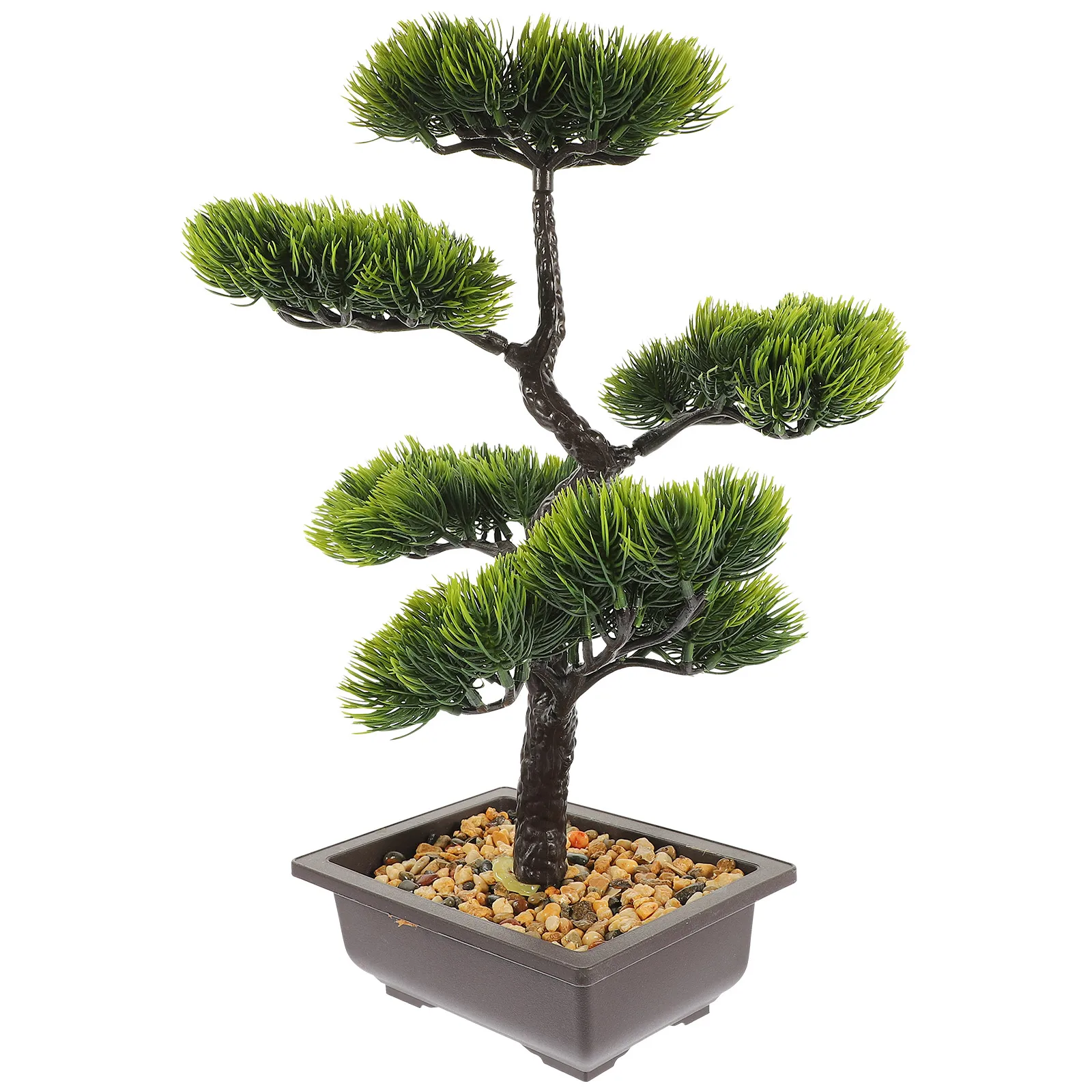 

Artificial Bonsai Pine Tree Realistic Faux Small Potted Plant Fake Desk Decoration Indoor Home Office Ornament