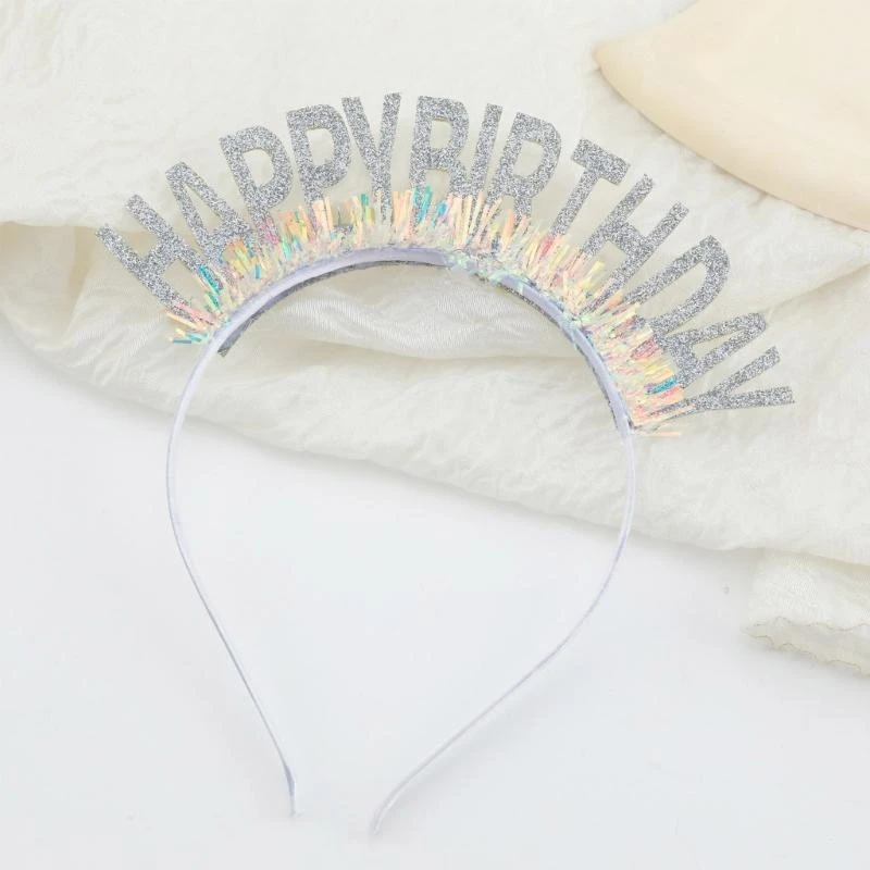 Garland Birthday Hairhoop Happy Birthday Glitters Hoofdband Foto -accessoire voor volwassenen Y166