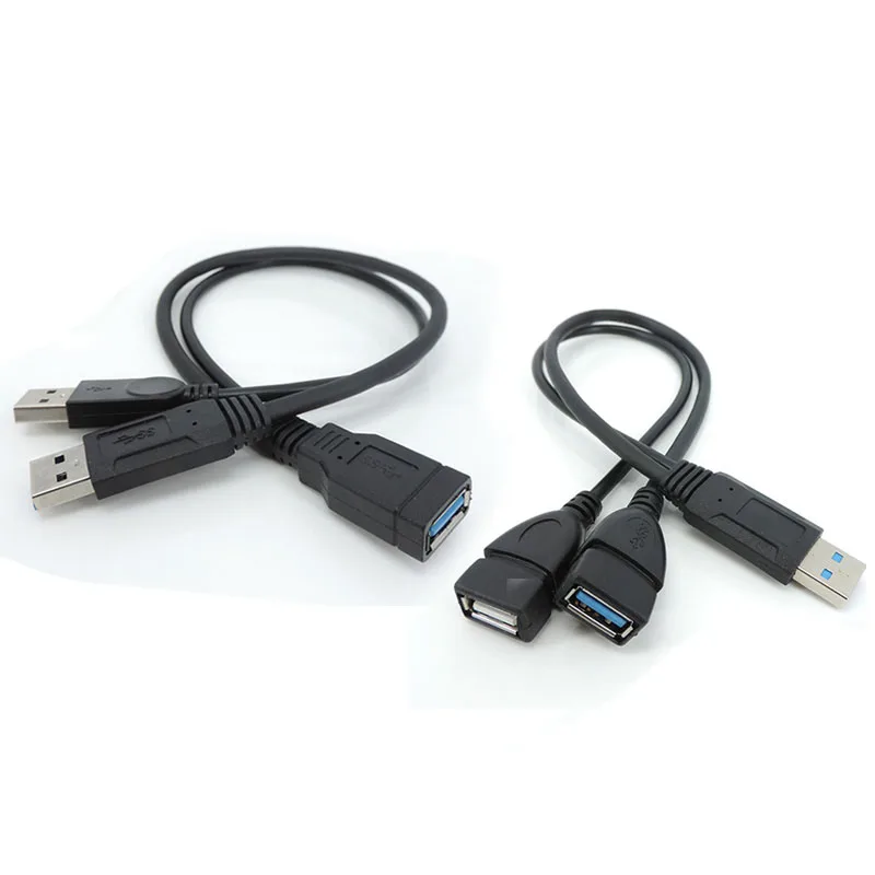 Adaptador de Cable de datos para ordenador portátil, divisor de 2 puertos USB 3,0, macho, hembra a USB Dual 2,0, L1