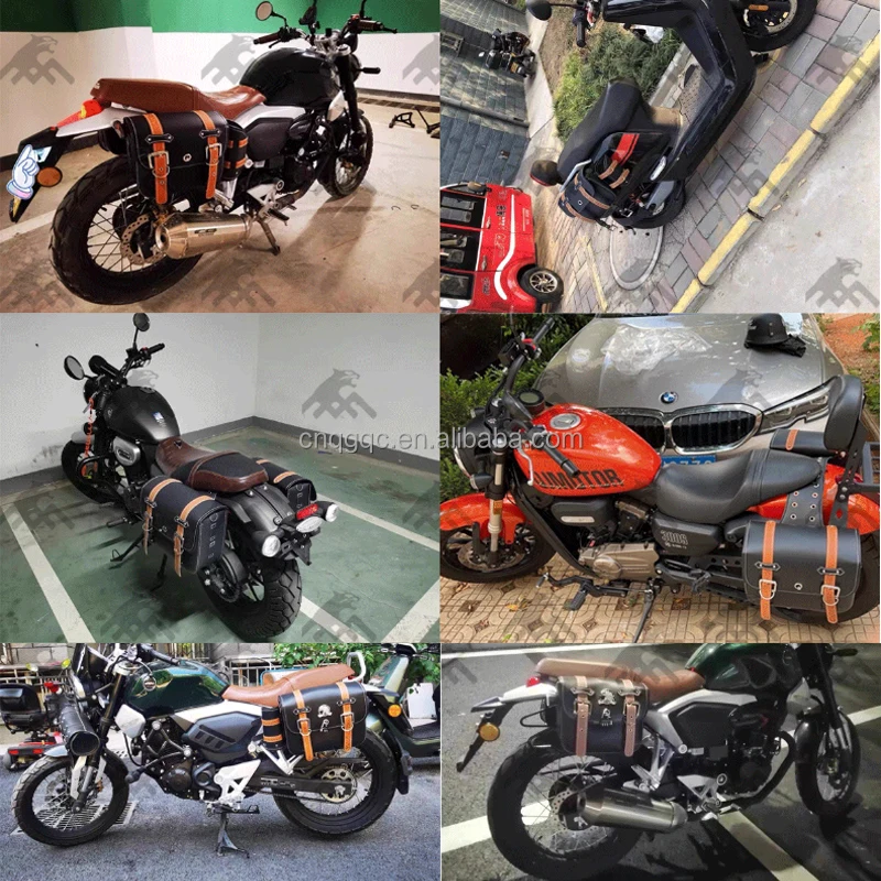 كبير بو الجلود سباق الدراجات النارية الجانب صندوق حقيبة أدوات دراجة نارية مقاوم للماء السرج حقيبة مقعد