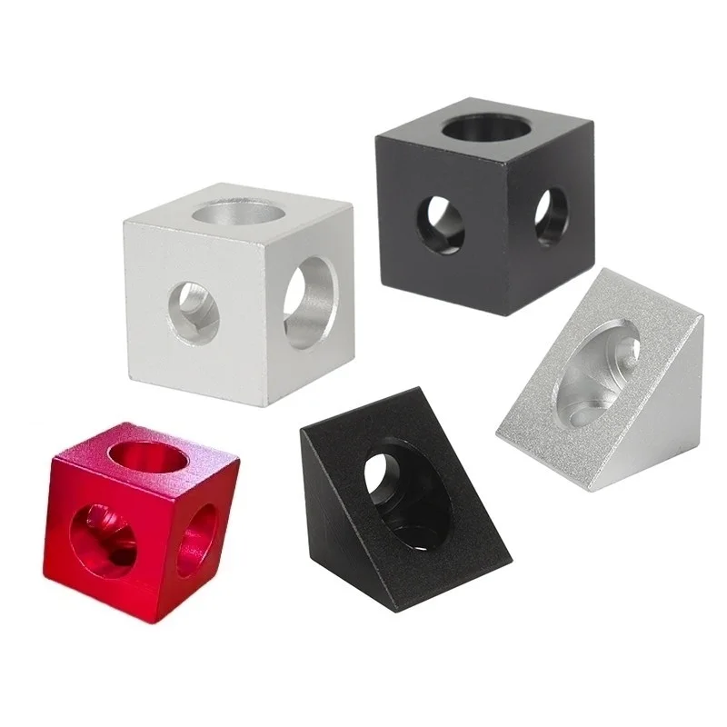 4pcs Aluminum V-Slot Block Cube Triangle Connector Black/Silver/Red 1515 2020 Series Frame Connector Bracket For 3D Printe