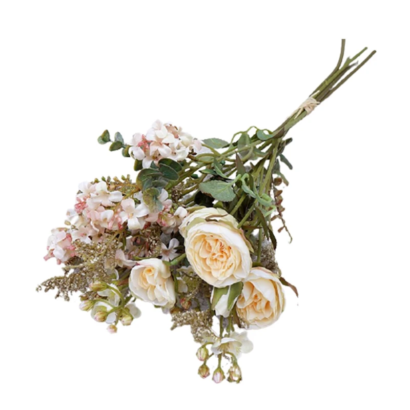 

Retro Wild Roses With Grass Dried Looking Special Flower Bouquet Wedding Photography Props Flores Artificiales