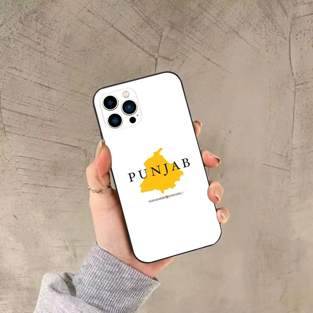 Painting Punjab Map Phone Case For iPhone 15,14,13,12,11,Plus,Pro Max,XS,X,XR,SE,Mini,8,7 Soft Silicone Black Cover image 5